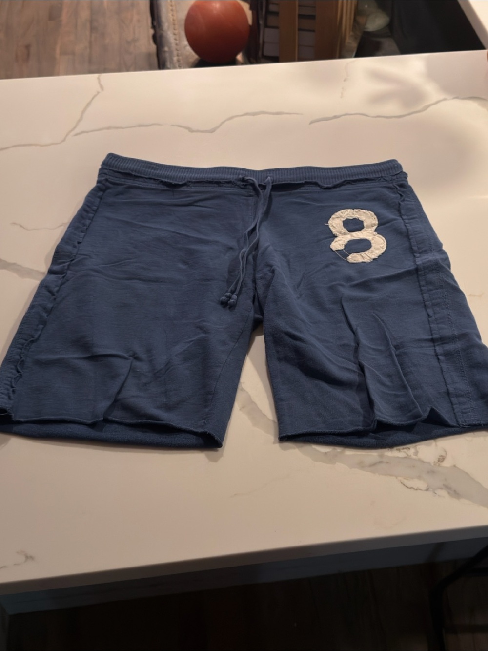 No Boundaries Blue Athletic Drawstring Shorts with White Applique '8'